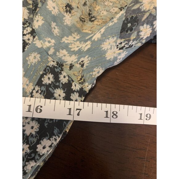 Mimi Chica Size L Floral Patchwork Sheer Smocked Midi Dress Feminine - Picture 4 of 7